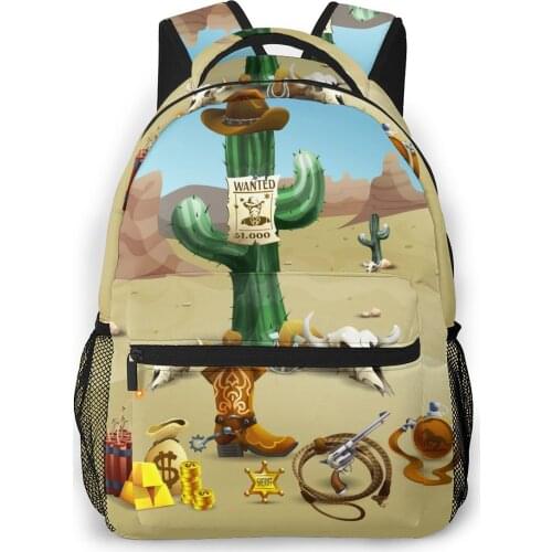 2021 Backpack Women Shoulder Bag Wild West Illustration Fashion School Bag For Teenage Girl Backpacks Travel Bag