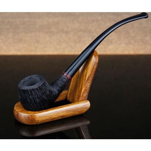 3MM Filter Briar wood Tobacco pipe Bent Type Smoking pipe Wooden Handmade cigarette pipe cut tobacco pipe accessory Dads gift