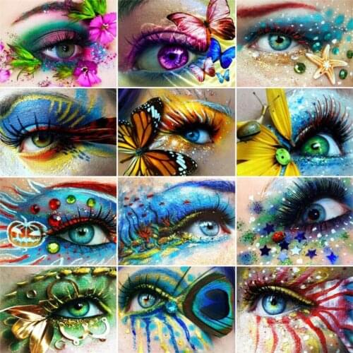 DIY 5D Diamond Painting Girl Eye Full Square Christma Gifts Diamond Embroidery Butterfly Eyes Mosaic Cross Stitch Handmade Gifts