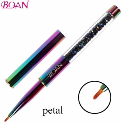 BQAN 1 PCS Petal brush Colorful Handle Drawing Brush Liner Brush Painting Pen Gel Polish UV Gel Crystal Nail Art Manicure Tools