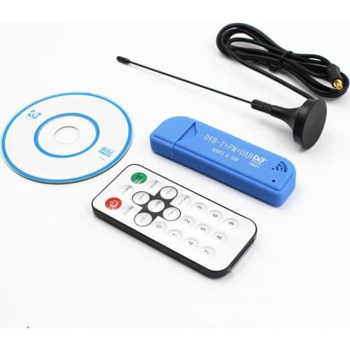 Digital TV Receiver TV Tuner USB 2.0 Blue TV Stick DAB FM DVB-T FC0012 SDR RTL-SDR IR Remote With Antenna Dongle Stick