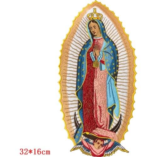 Virgin Mary back Sew /Iron On Patch Embroidered Applique Sewing Label punk biker Patches Clothes Stickers Accessories Badge