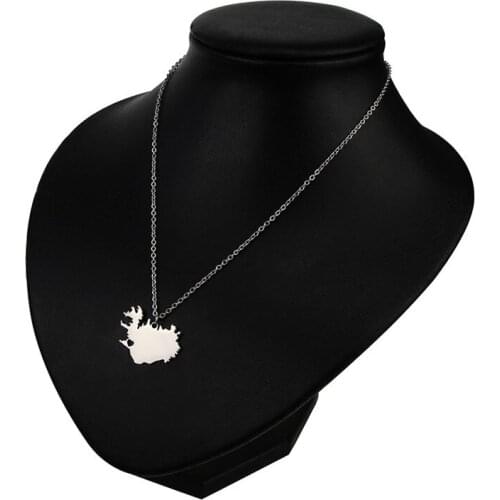 European And American Fashion Simple Jewelry Creative Map Of Lceland Stainless Steel Pendant Necklace