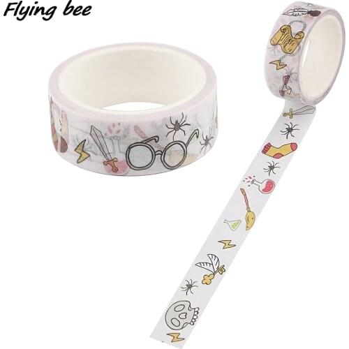 Flyingbee 15mmx5m Cool Cartoon Washi Tape Paper DIY Decorative Adhesive Tape Stationery Masking Tapes Supplies X0886