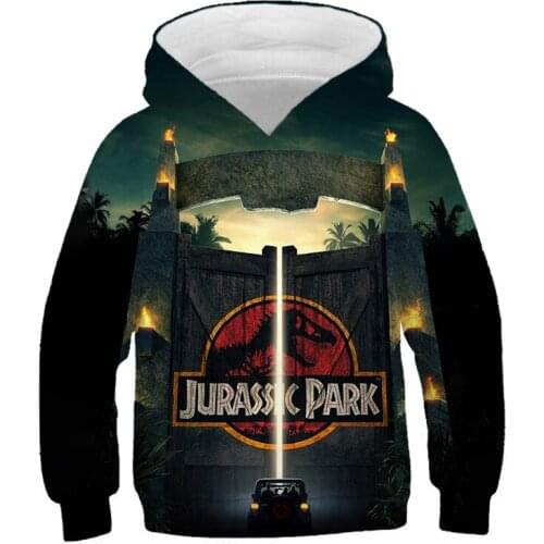 Jurassic Park Hoodies Boy Girl Sweatshirt Pullover Clothing Boy Crew Neck Autumn Casual Comfortable Street Polyester Wear Coat