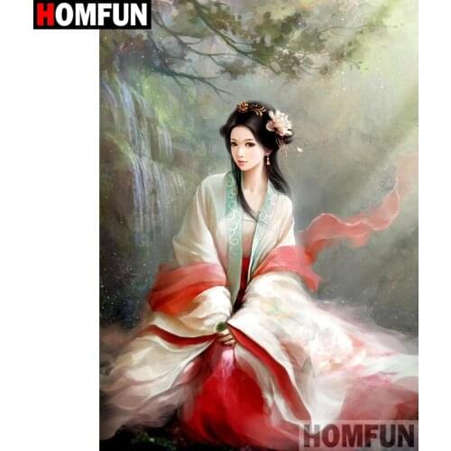 HOMFUN Square Round Drill 5D Diamond Painting Environmental Crafts Full Diamond Embroidery "Cartoon beauty" Home decor A26058