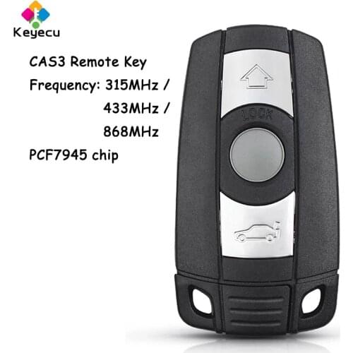 KEYECU Smart Remote Control Car Key With 3 Button 315MHz/ 433MHz/ 868MHz PCF7945 Chip - FOB for BMW CAS3 1 3 5 7 Series X5 X6 Z4