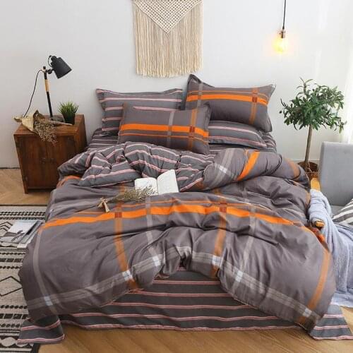 15 Comforter set Jacquard stripe bed linen king queen cotton bedding sets quilt cover bed sheet pillowcases -bedclothes