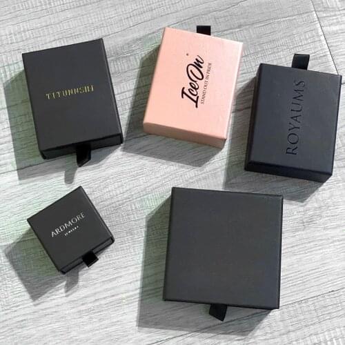Custom LOGO design Box Necklace Bracelet Earrings ring box Packaging pink 10pcs Pull Out Wholesale Lots Bulk jewelry gifts boxs