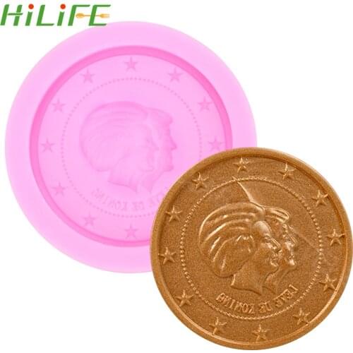HILIFE Round Coin Silicone Fondant Molds Sugarcraft Chocolate Candy Mold DIY Cake Decorating Tool Cookie Cake Baking Moulds