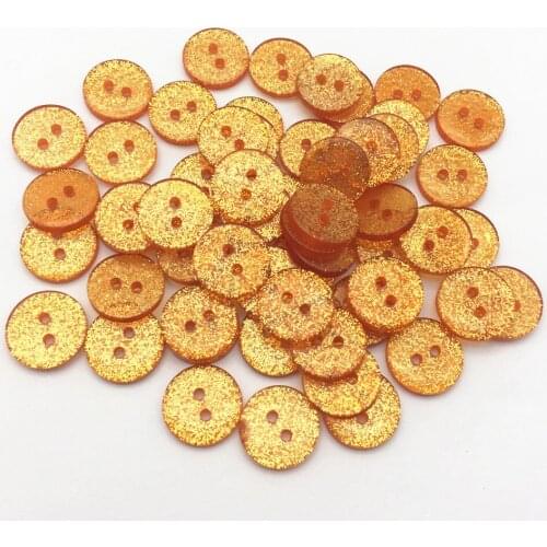 200pcs 15mm Orange Glitter Resin Round Buttons Sparkly Round 2 Holes Dress Button for Womens Clothes Sewing Baby Accessories