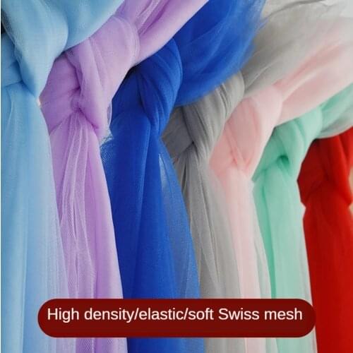 Green Lace Fabric for Wedding Tulle Brocade for Dress Ewing Swiss Mesh Elastic Soft Fabric Handmade DIY Curtain Veil White Blue