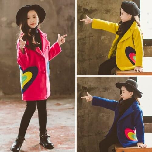 Buttons Jacket Winter Spring Coat Outerwear Top Children Clothes School Kids Costume Teenage Girl Clothing Woolen Cloth High Qua
