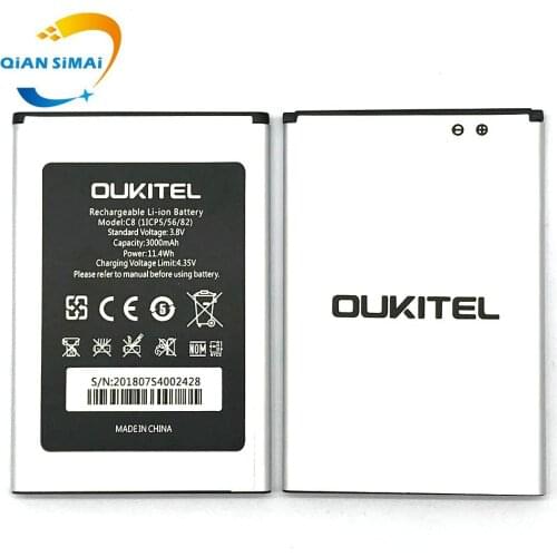 QiAN SiMAi For Oukitel C8 Mobile Phone Oukitel C8 Battery 1PCS New High Quality