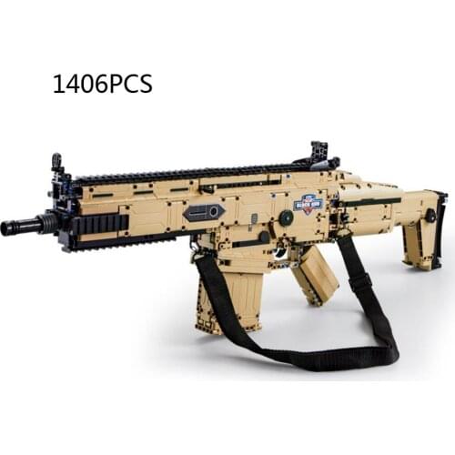 Simulation modern military weapon Building Blocks shotting Gun 17s Assault rifles Bricks Model BO Toys with bullets collection