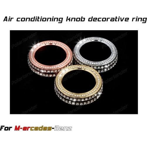 Fashion Zinc alloy diamond Air conditioning knob decoration circle Set auger sticker for Merc-edes-Be-nz A B CLA GLA class