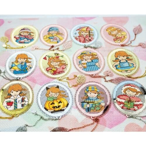 Month girl 4 Bookmark Princess DIY Craft Stich Set Cross Stitch Needlework Embroidery Crafts Counted Cross-Stitching Kit