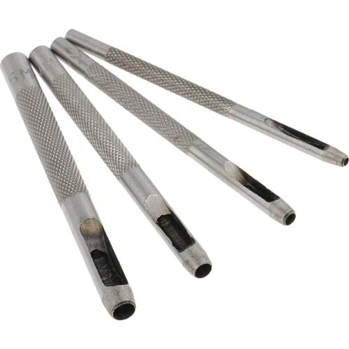4pc HOLLOW PUNCH SET LEATHER GASKET CARD PAPER ROUND HOLES 2 3 4 5mm