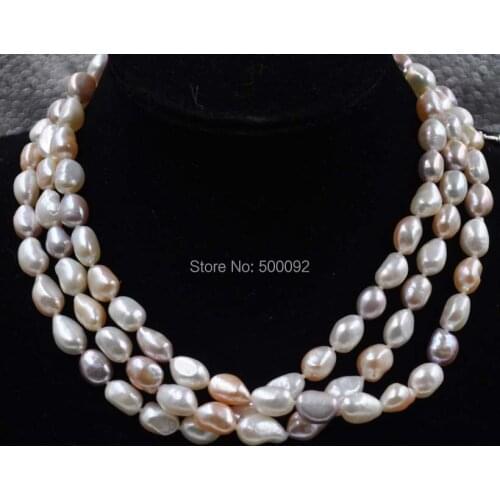 Fine 50" long Baroque 9*10-12mm freshwater pearl necklace