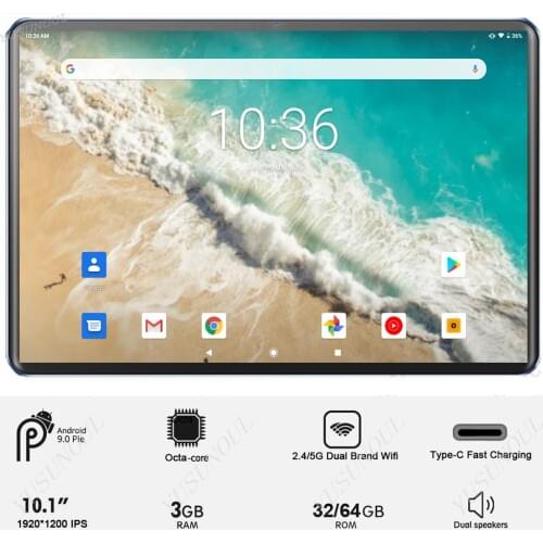 Type-C Fast Charge 4G LTE Phone 5G Wifi 2.5D Glass Android 9.0 10 inch tablet 8 Cores 1920x1200 WiFi GPS Tablet 10.1"+Free Gifts