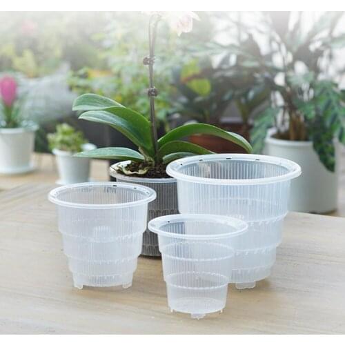 10/12/15cm Garden Flowerpot Transparent Root-controlled Breathable Pruning Pot Orchid Clear Flower Pot Slotted Breathable Pots