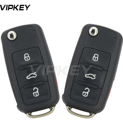 Remotekey 2pcs Flip remote key for VW Volkswagen Beetle Passat Jetta Tiguan GTI Touareg 5K0837202R 3 button with panic 315Mhz