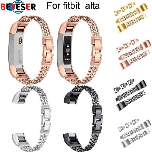 Watch band strap Replacement Stainless Steel Chain Bands Adjustable WristBand for Fitbit Alta Alta HR 12mm High Quality Bracelet