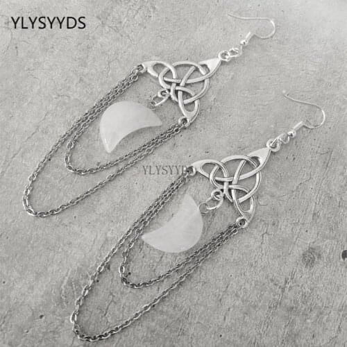 Limited Natural Crystal Earrings Gemstone Jewelry Hooks Witchy Cute Birthday Gift Gothic Chained Stones Women Spiritual Gift New