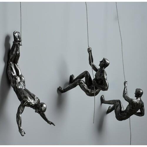 Modern abstract rock climbing figures resin sculpture figures wall decorations pendant wall statue living room wall decorations