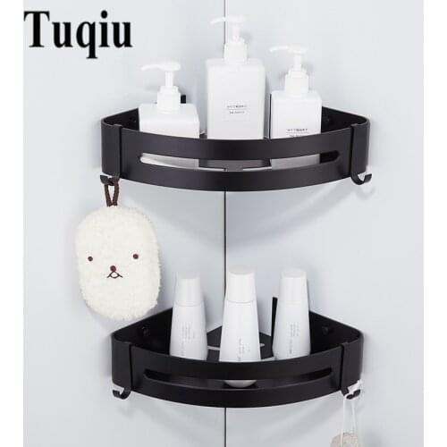 Corner Shelf Wall Mounted Black Aluminum Bathroom Soap Dish Bath Shower Shelf Bath Shampoo Holder Basket Holder Corner shelf