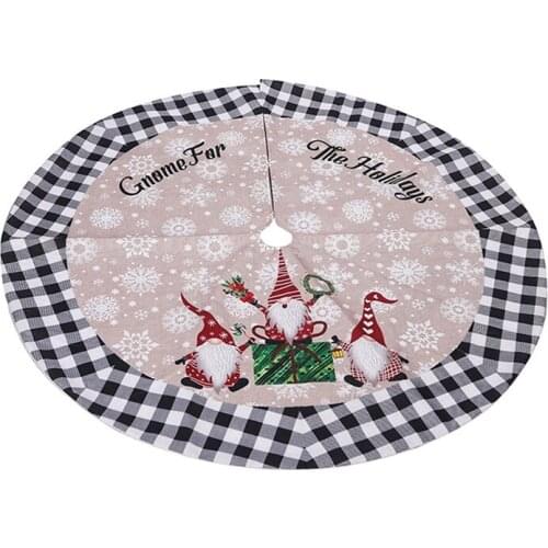 Christmas Tree Decoration Red Black White Lattice 122Cm Forest Man Tree Skirt Christmas Tree Bottom Apron Dress Up