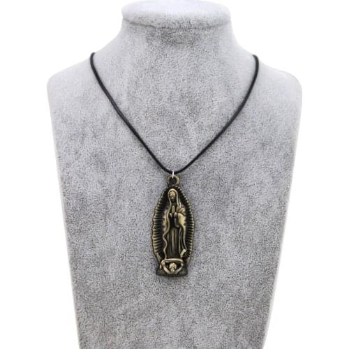 Vintage Virgin Mary Choker Necklace Women Retro Gold Jesus Prayer Pendant Necklace Men Christian Jewelry Gift Collier Femme