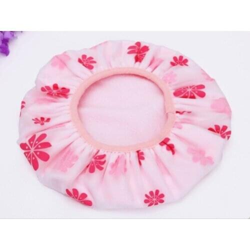 Home Hotel Waterproof Print Double Layer Thickening Dry Hair Hats Eco-friendly Bath Shampoo Shower Caps 2 pieces/Lot