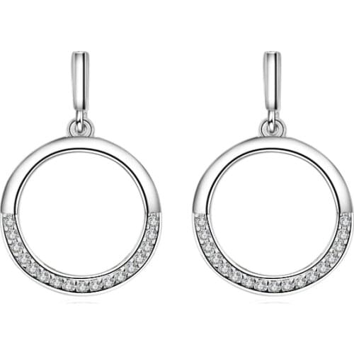 New Arrival 925 Sterling Silver Fashion Round Crystal Female Gift Ladies`stud Earrings Jewelry Anti Allergy Drop Shipping Cheap