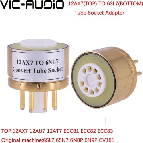 1PC 12AX7 ECC83 12AT7(Top) TO 6SL7(Bottom) 9Pin TO 8Pin DIY Audio Vintage Vacuum Tube Amplifier Adapter Socket Converter