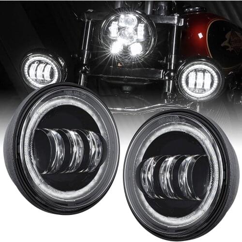 2pcs 4.5 inch Led Fog Light Motorcycle Round Waterproof Led Fog for Dyna Softail Sportster 883 XL883 FXCW DRL Angel Eyes