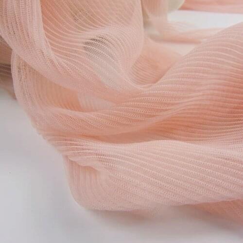 2 yards Peach Pink Pleated Tulle Panel Tulle Mesh Vertical Crease Accordion Tulle Fabric Ruffled Tulle Mesh Pleated Tull