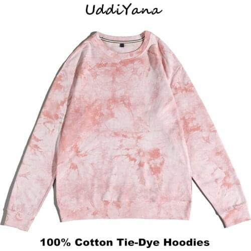 2021 Spring Fashion Tie Dye Hoodies Mens Harajuku Hoodie Womens 100% Cotton Tops Sweatshirt Y2K Tracksuit Clothing For Female