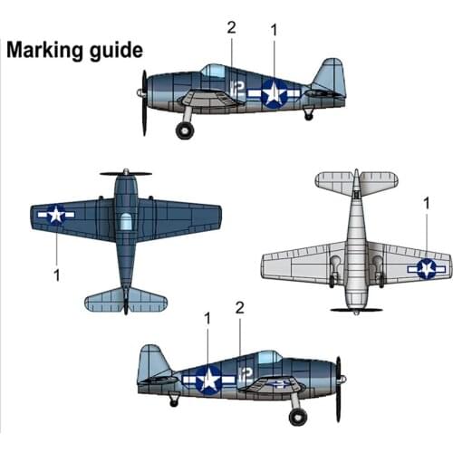 4PCS/Set Semi-finished 1/350 F6F Hellcat Pre-painted Aircraft Set for Aircraft Carrier DIY Model Accessories