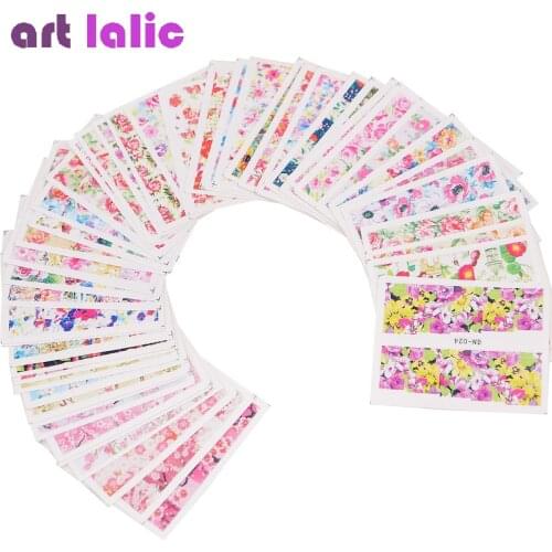 48 Sheets Nail Art Stickers Watermark Water Decals Cherry Blossom Plum Rose Spring Style DIY Colorful Tips Nail Decals Manicure