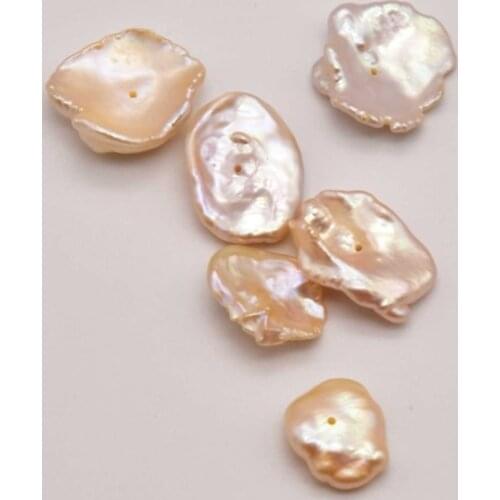 5 Pcs/Lot Natural Large Pink Irregular Baroque Pearl Perforation Pearl Wholesale Jewelry Making For Bracelet Accessories JA0277