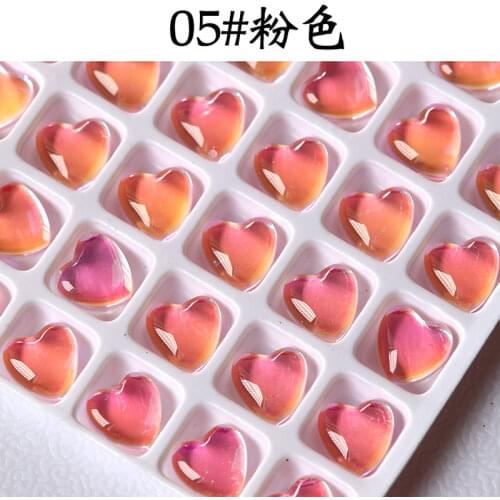 Nail Rhinestone- Aurora Crystals- 50Pcs Candy Hearts/Round 8mm NEW Color Aurora Crystal Heart Shaped Flat-Back Glass Rhinestone