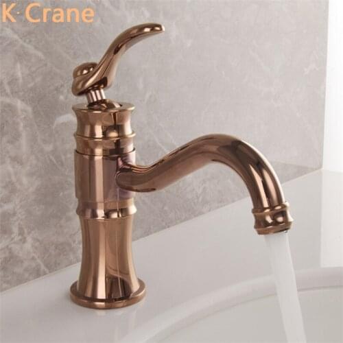 Antique Rose Gold Faucet Bathroom Luxury Hot Cold Water Mixer Tap Single Handle Deck Mounted Cozinha Grifo Wash Basin Torneiras