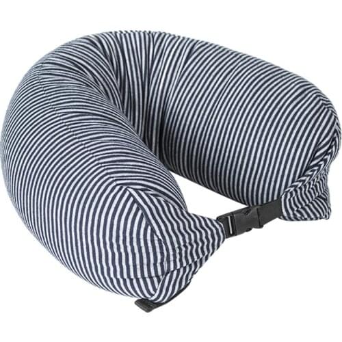 AOZBZ Striped Headrest Travel Pillow Memory Foam Neck Pillow Head Supporting Pillow For Train Car Travelling Sleeping