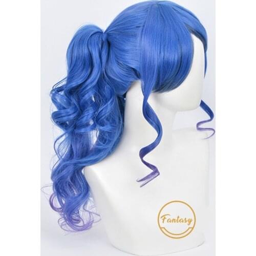 Azur Lane St. Louis Wig Long Blue Curly Wigs Heat Resistant Synthetic Hair Cosplay Wig+ Free Wig Cap