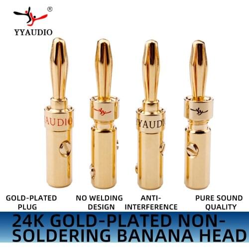 YYAUDIO Pakwai banana plug copper gold plated banana head speaker cable connector/adapter