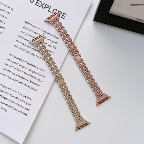 Stainless Steel Watchband for Iwatch 40mm 44mm Women Diamond Bracelet for Apple Watch 42mm 38mm SE Series 6 5 4 3 2 1 Wristband