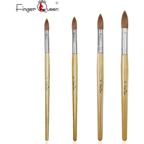 Fingerqueen 100% Kolinsky Sable Hair Wood Nail Nail Brush UV Gel Nail Polishing Tool Nail Art Design Painting Pen