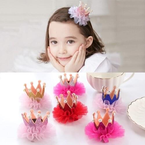 Fashion New Childrens crown princess flower bud silk fashion hair clips for girls baby hair accessories kids headwear hairpin