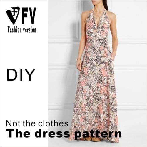 Long skirt pattern European and American fashion backless dress clothes design drawing sewing drawing BLQ-325
